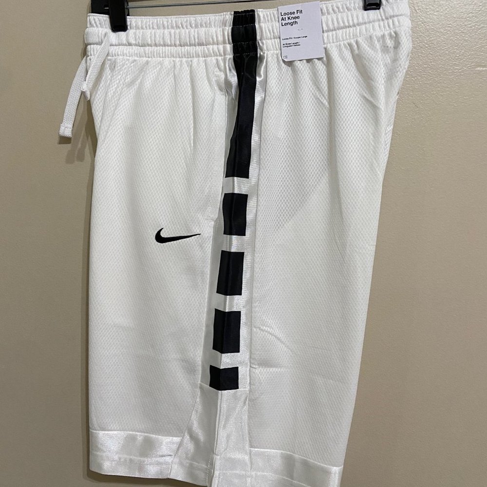 Nike Dri-Fit Elite Stripe Basketball Shorts Men Size White Black DN4002-100